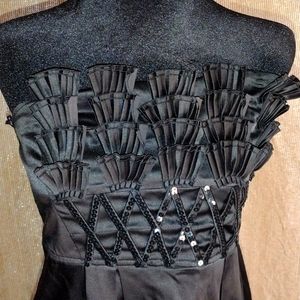 MM Couture By Miss Me Strapless Sequin Black Dress with Side Zip